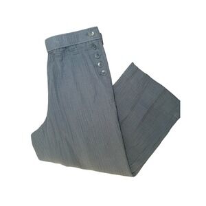 Talbots Gauze Button Front Cropped Wide Leg Pants Blue Size SP